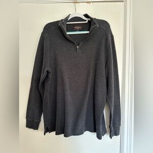 EUC Black-Brown 1826 Mens Sz:XL 1/4 Zip Pullover Faded Black Cotton Sweater